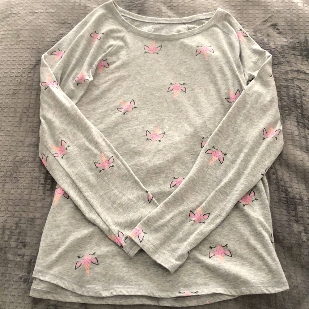 (SALE🏷) JUSTICE UNICORN GREY TOP